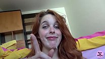 free pov cock sucking redhead takes facial video