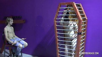 free video badboybondage young dom locks up skinny sub and him to jerk off video