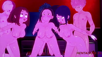 free angelawhite boku no hero hentai orgy yaoyorozu momo ochako uraraka kyoka jiro with deku todoroki bakugou with video