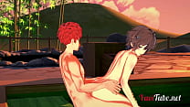 free fate yaoi широ и зиг занимаются сексом в онсэне минет и анал без презерватива с кримпаем и кончанием ему в рот 22 video