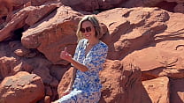 free wife fucks friend in front of husband while on public hike in the desert sloppy seconds creampie video